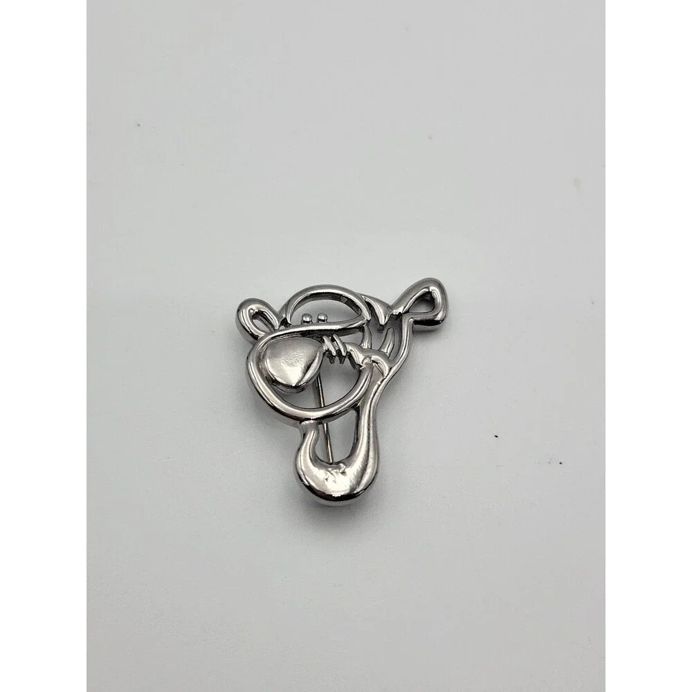 Vintage Disney Tigger silver Tone Metal Label pin brooch
